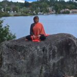 Rock on flower Lake - Mary in Saranac